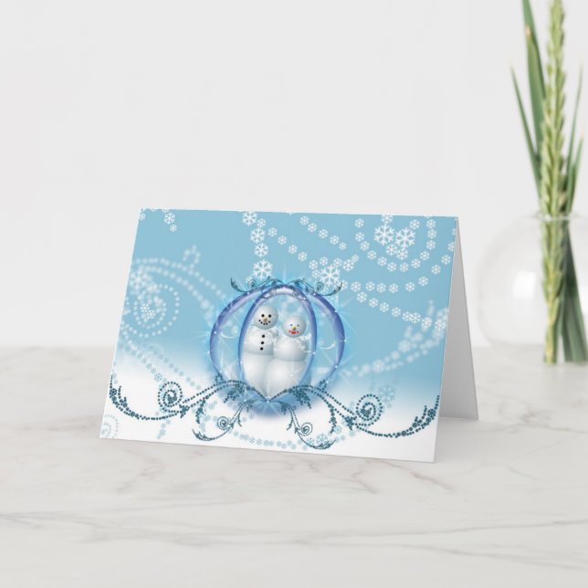 Cartão De Festividades Snowman Winter Holiday Snowflake Xmas Vazio (Frente)