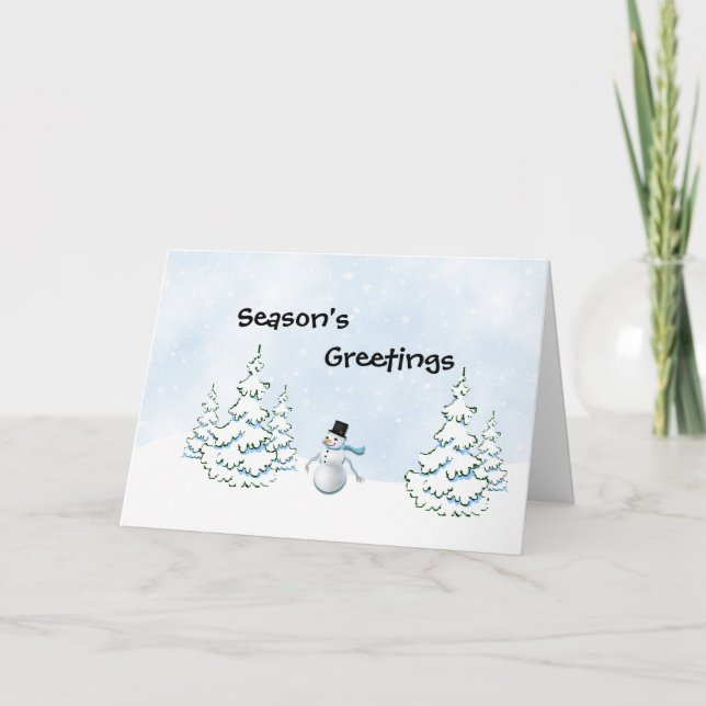 Cartão De Festividades Snowman Winter Wonderland Season's Greeting Card (Frente)