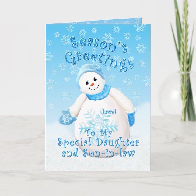 Cartão De Festividades Snowman Wonderland for Daughter and Son-in-law (Frente)