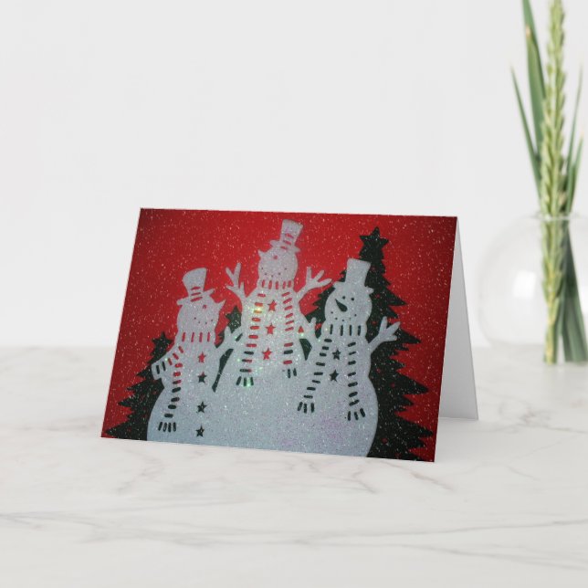 Cartão De Festividades Snowmen Christmas Greeting Card (Frente)