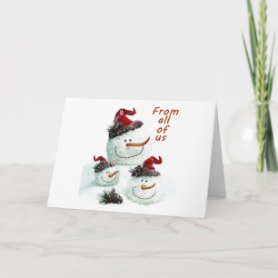 CARTÃO DE FESTIVIDADES SNOWMEN FROM ALL OF US *ACROSS MILES AT CHRISTMAS*