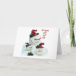 CARTÃO DE FESTIVIDADES SNOWMEN FROM ALL OF US ACROSS MILES AT CHRISTMAS<br><div class="desc">HOW CUTE ARE THESE SNOWMEN AND DO THEY SAY MERRY CHRISTMAS ACROSS THE MILES WITH SMILES! YES THEY DO AND JUST FOR "YOU!"</div>