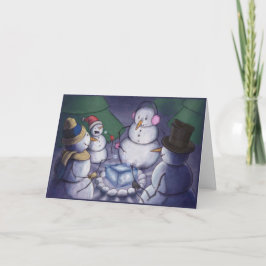 Cartão De Festividades Snowmen Out Camping