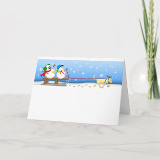 Cartão De Festividades Snowmen Sledding Card