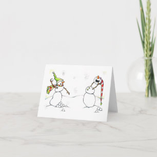Cartão De Festividades Snowmen snowball fight