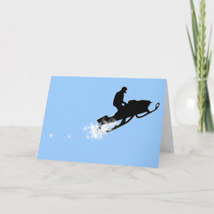 Cartão De Festividades snowmobile. powder trail.