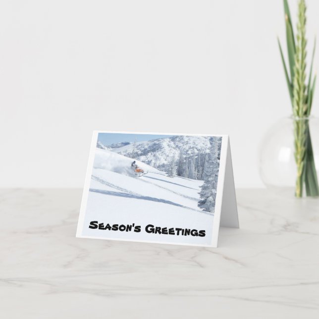 Cartão De Festividades snowmobile, Season's Greetings (Frente)