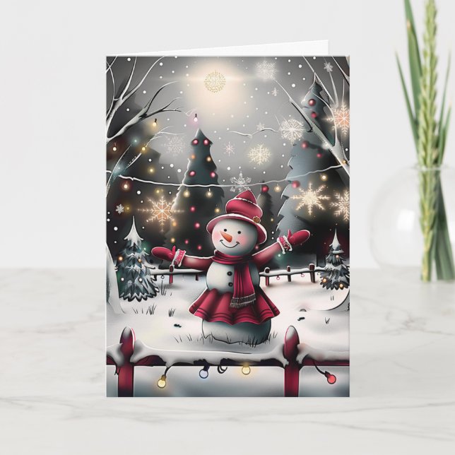 Cartão De Festividades SnowWomen Holiday Cheer (Frente)