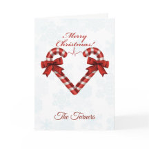Snowy Christmas Candy Cane Heart Ekg Strip