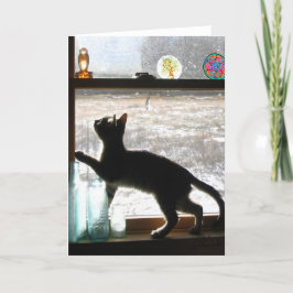 Cartão De Festividades Snowy Day Kitten Greeting Card