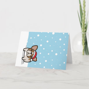 Cartão De Festividades Snowy Fawn Pied Frenchie