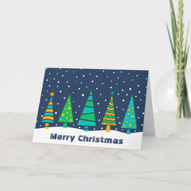 Cartão De Festividades Snowy Fir Trees Christmas Card (Frente)