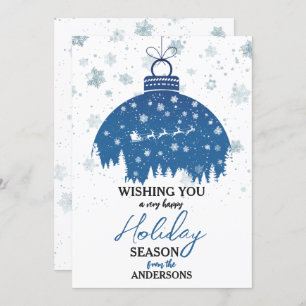 Cartão De Festividades Snowy Forest Natal Papais noeis de ornamento Azul