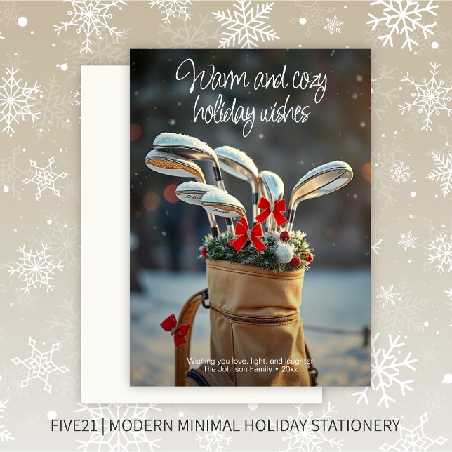 Cartão De Festividades Snowy Golf Winter Season Deseja (Criador carregado)