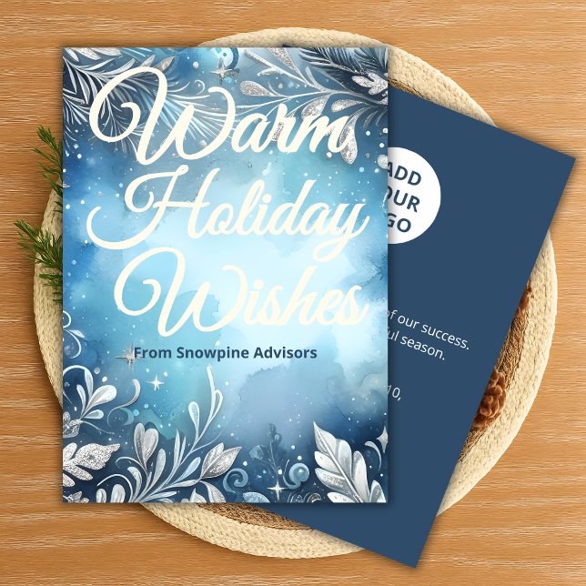 Cartão De Festividades Snowy Holiday Card | Custom Company Message (Criador carregado)