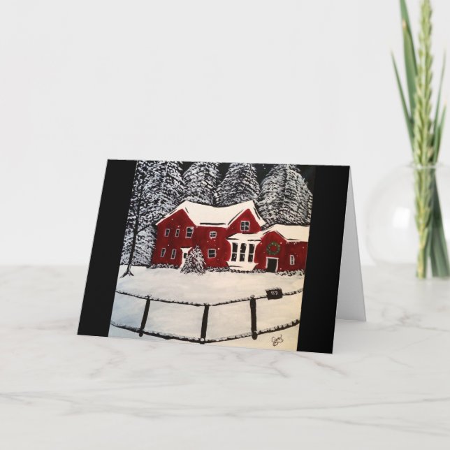 Cartão De Festividades Snowy House Holiday Card (Frente)