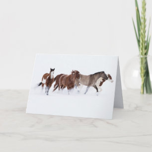 Cartão De Festividades Snowy March II Horse Greeting Card