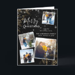 Cartão De Festividades Snowy Pine Sprigs Christmas 4 Photo Collage Card<br><div class="desc">This beautiful holiday photocard is perfect for any family looking to celebrate the most wonderful time of the year with a personal touch. Featuring whimsical pine tree sprigs in the top and bottom corners with 4 customizable photos all overlayed with beautiful snowflakes. Customization couldn't be easier with zazzle's easy-to-use template...</div>