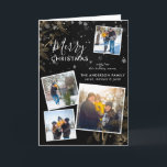 Cartão De Festividades Snowy Pine Sprigs Christmas 4 Photo Collage Card<br><div class="desc">This beautiful holiday photocard is perfect for any family looking to celebrate the most wonderful time of the year with a personal touch. Featuring whimsical pine tree sprigs in the top and bottom corners with 4 customizable photos all overlayed with beautiful snowflakes. Customization couldn't be easier with zazzle's easy-to-use template...</div>