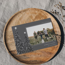 Cartão De Festividades Snowy Pines | Imagem de Natal Elegante