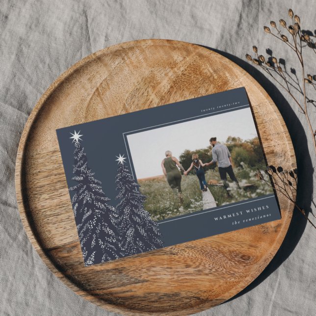 Cartão De Festividades Snowy Pines | Imagem de Natal Elegante (Criador carregado)