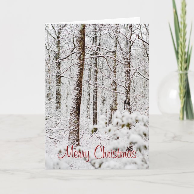 Cartão De Festividades Snowy Pocono Woodlands Christmas Card (Frente)