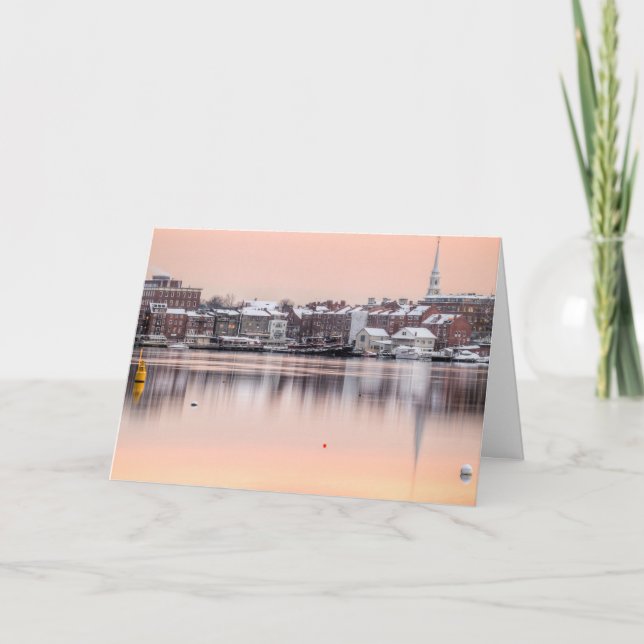 Cartão De Festividades Snowy Portsmouth,NH Waterfront (Frente)