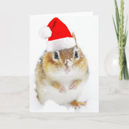 Cartão De Festividades Snowy Santa Chipmunk