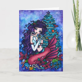 Cartão De Festividades Snowy Treasures Fantasy Mermaid Orca Christmas