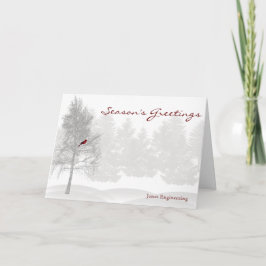 Cartão De Festividades Snowy White Forest with Red Cardinal