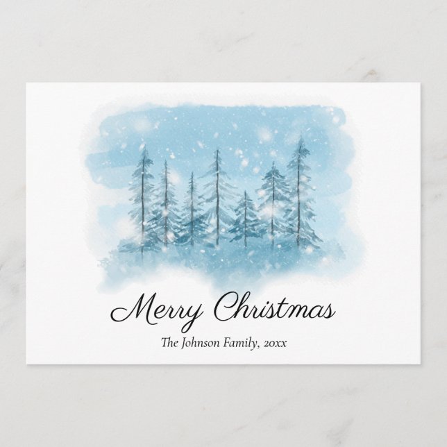 Cartão De Festividades Snowy Winter Christmas (Natal de inverno) impresso (Frente)