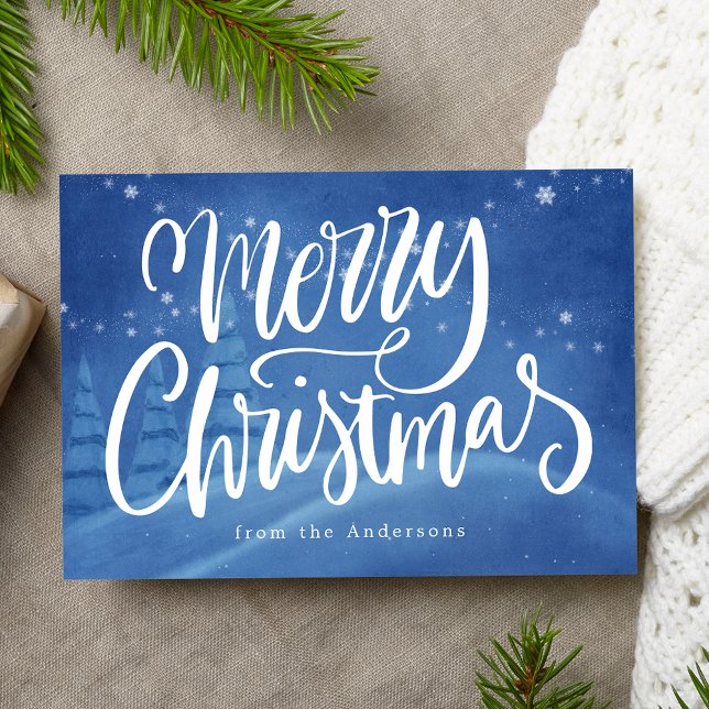 Cartão De Festividades Snowy Winter Christmas Non-Photo (Criador carregado)