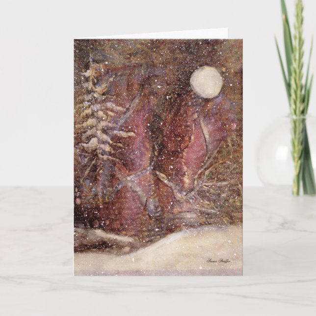 Cartão De Festividades Snowy Winter Night Christmas Card (Frente)