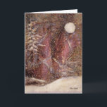 Cartão De Festividades Snowy Winter Night Christmas Card<br><div class="desc">A dark burgundy night sky and full moon with a freshly fallen snow.  It is a peaceful and serene scene.</div>