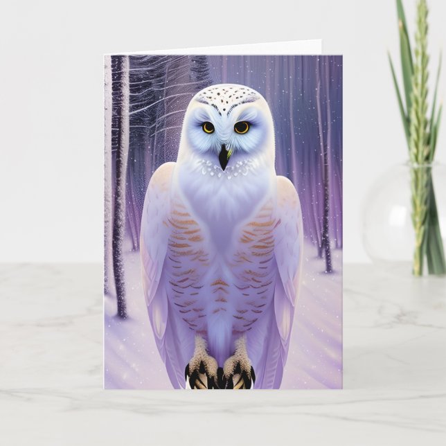 Cartão De Festividades Snowy Winter Owl christmas card (Frente)