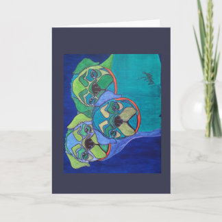 Cartão De Festividades Snug as 3 Pugs