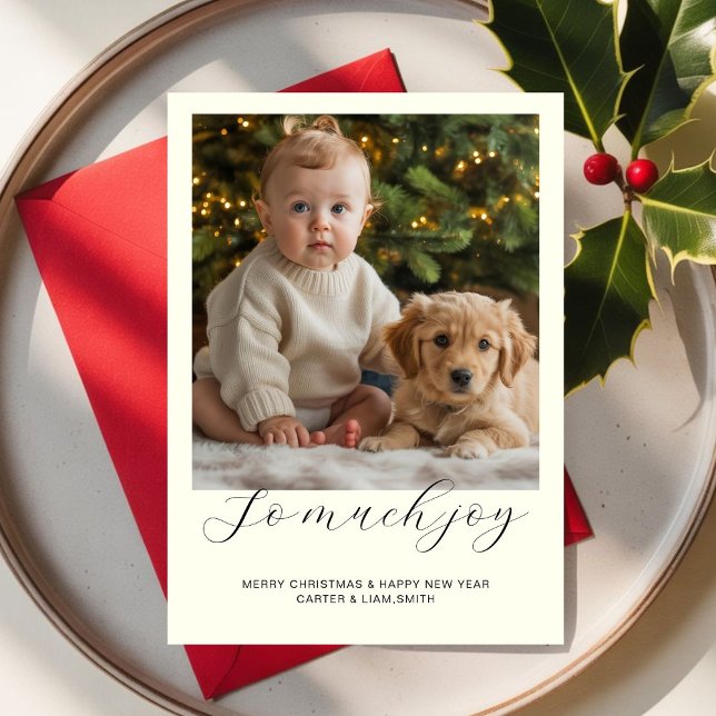 Cartão De Festividades So Much Joy Custom Christmas Card with Baby  Photo (Criador carregado)