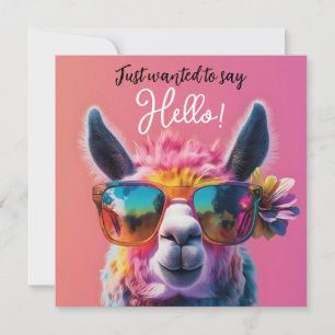 Cartão De Festividades Só queria dizer Olá, design de Llama colorido