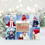 Cartão De Festividades So Very Merry 6 Photo Folded Holiday Card<br><div class="desc">Affordable custom folded holiday photo cards with simple templates for customization. This modern rustic design has a photo collage layout and festive mix of typography in red, white and green on a faux kraft paper background. The wording says "So Very Merry". Personalize it with 6 of your photos and add...</div>