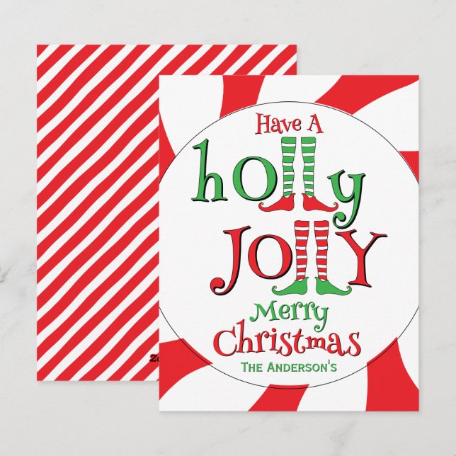 Cartão De Festividades Sobrecarga de Doces Elfo Natal Feliz!  (Frente/Verso)