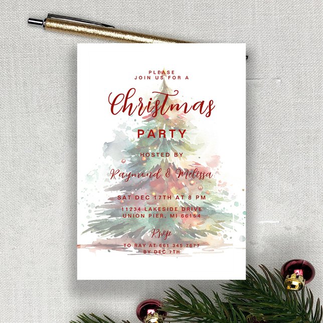 Cartão De Festividades Sobreposição de festas de árvores de Natal com aqu (Criador carregado)