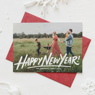 Cartão De Festividades Sobreposição de Foto de Tipografia Retro Feliz Ano