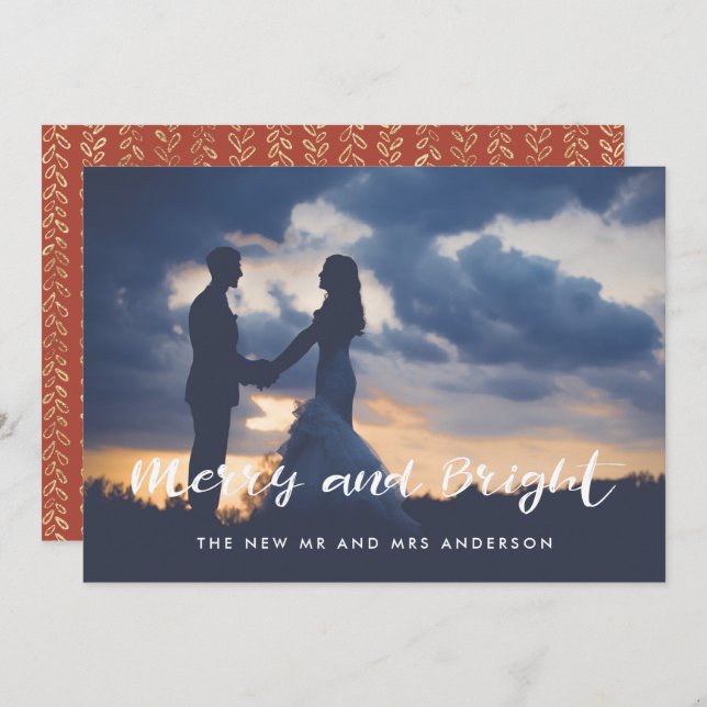 Cartão De Festividades Sobreposição de Foto Simples Alegre e Brilhante (Frente/Verso)