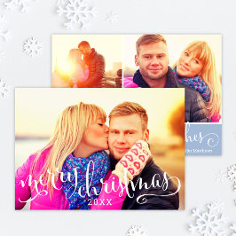 Cartão De Festividades Sobreposição de Fotografias do Script Branco de Fe