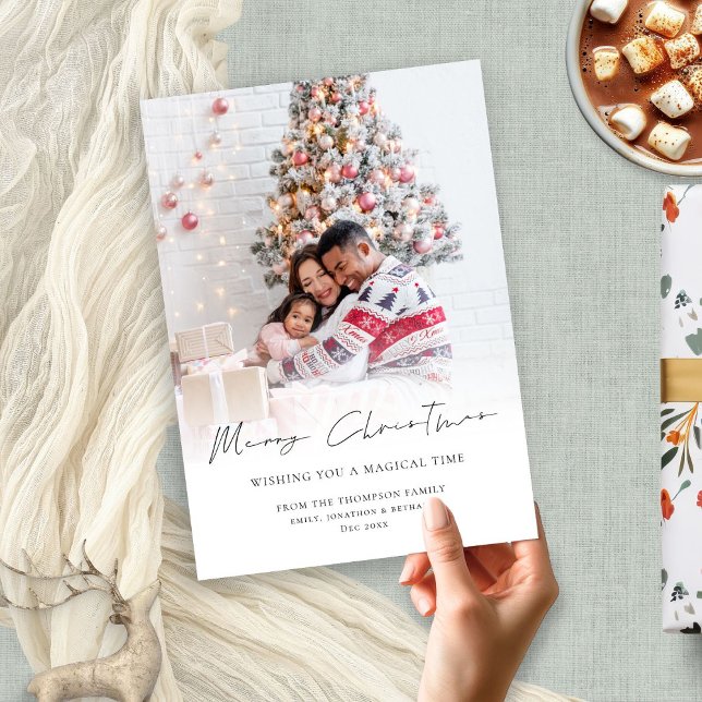 Cartão De Festividades Sobreposição de Fotos da Família Mínima Feliz Nata (Criador carregado)