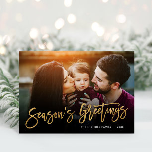 Cartão De Festividades Sobreposição de Fotos de Script Dourado de Sauda