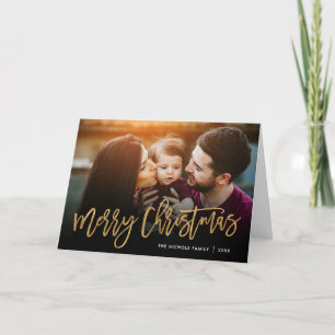 Cartão De Festividades Sobreposição de Fotos de Script Dourado Feliz Na