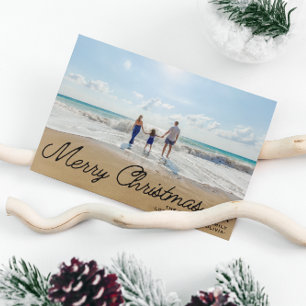 Cartão De Festividades Sobreposição de Script de Natal Simples e Minimali