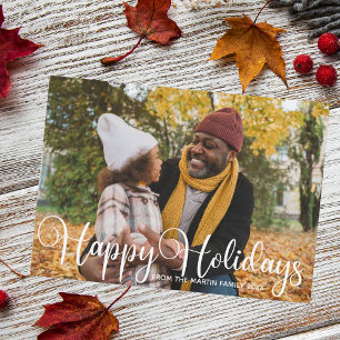 Cartão De Festividades Sobreposição de Script Moderno de Foto da Famíl