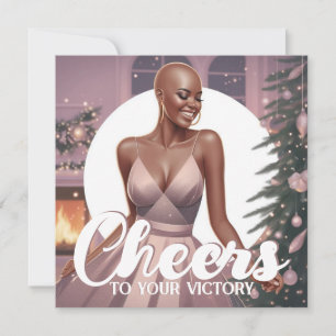 Cartão De Festividades Sobrevivente de Câncer Mulher Afro-Americana Alegr